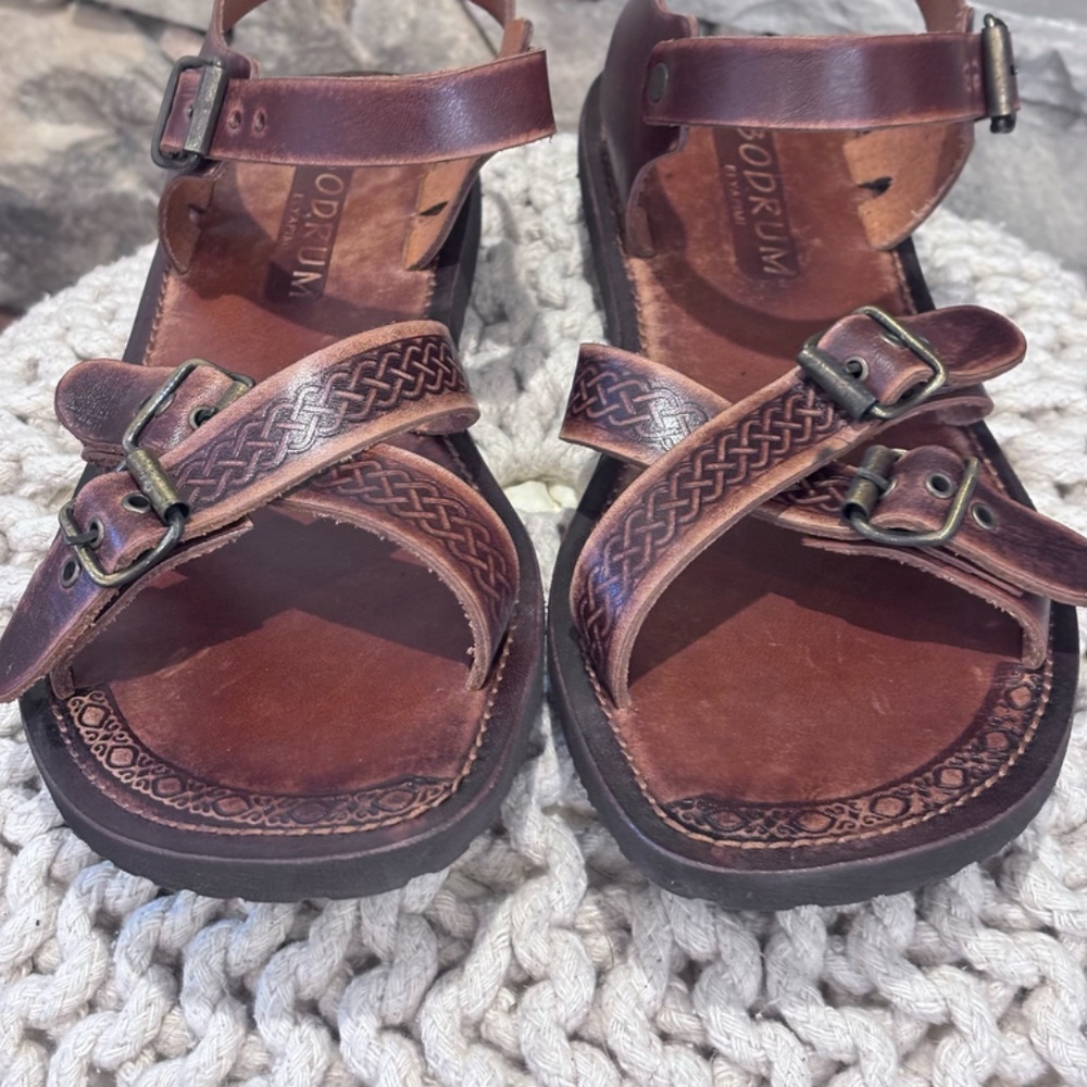 Bosa Bodrum ElYapımı Men's Handmade Leather SZ 45 (11-11.5 US) Brown Sandals EUC - Picture 2 of 16